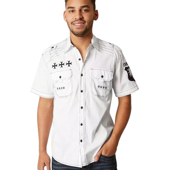 Affliction | Men's White Casual Button-Down Shirt (Size 3XL) - Picture 1 of 16